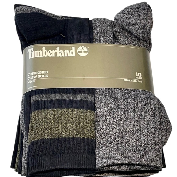Timberland Men’s Cushioned Crew Socks Cotton Blend 10 Pairs Bundle Size 6-12 NWT - Picture 4 of 15